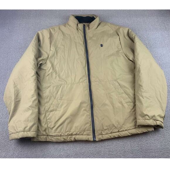 IZOD Jacket Men's XL Tan Quilted Lined Full Zip  Polyester Warm Winter Jacket - Picture 1 of 11